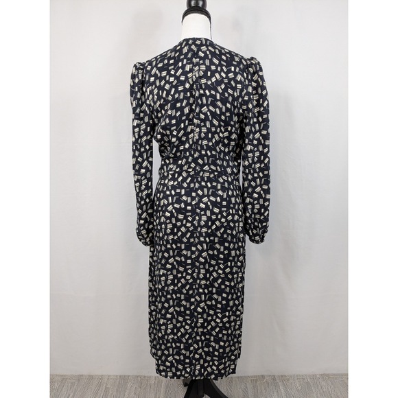 Rouje Dress Gabin Wrap Navy Elegant Timeless Old Money Quiet Luxury Preppy A007 - Picture 6 of 11